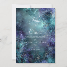 Invitación Tinta de alcohol mística Bodas de color verde azul