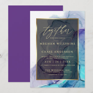Invitación Tinta de alcohol púrpura profunda Verde azulada Aq
