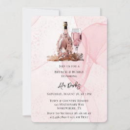 Invitación Tinta de alcohol rosa Diamante Champagne Brunch & 