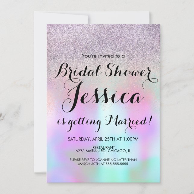 Invitación Tinta de caramelo mármol brillo ducha nupcial (Anverso)