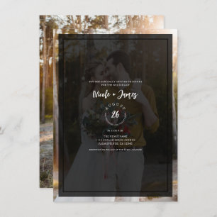 Invitación Tinta de foto oscura superposición Boda mínimo mod