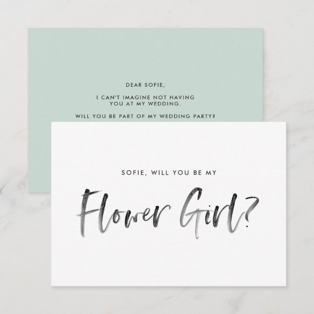 Invitación Tinta De Leer De Cepillo Serás Mi Chica De Flor (Anverso / Reverso)