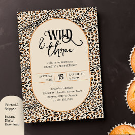 Invitación Tinta de leopardo silvestre y tres leopardos Terce