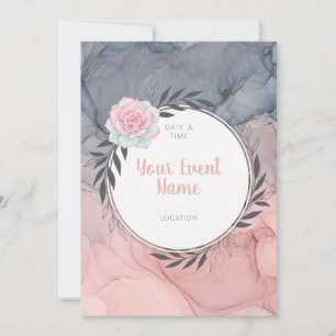 Invitación Tinta fluida de pizarra de suculenta rosa