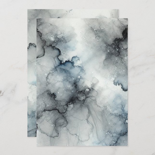 Invitación Tinta imprimible de alcohol brumosa de Halloween (Anverso / Reverso)