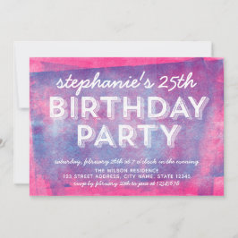 Invitación Tinta rodante rosa y azul cualquier cumpleaños de 