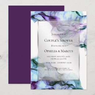 Invitación Tinta Verde azulada de color negro de marco platea