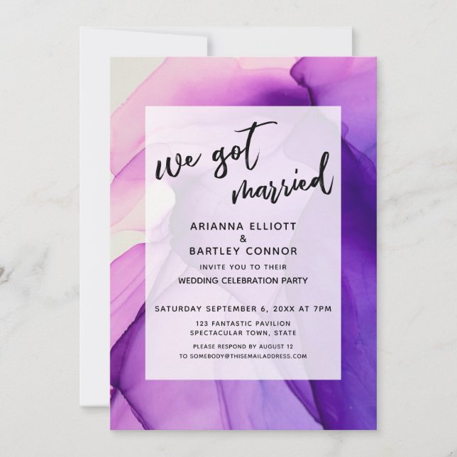 Invitación Tintas Purpura Nosotros Solo Recepción de Casados (Anverso)