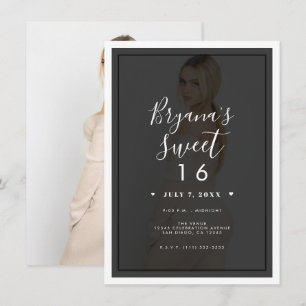 Invitación Tinte de foto oscuro superpuesto borde moderno dul