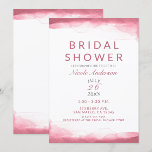 Invitación Tinte de Novia Moderno Acuarela Rosa Malva Frambue