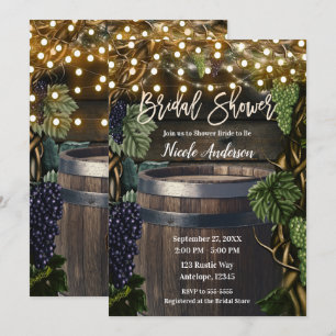 Invitación Tinte de uvas de barril de madera rústica para des