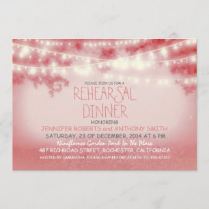 Invitación tinte rosa de las luces comedor de ensayo rústico