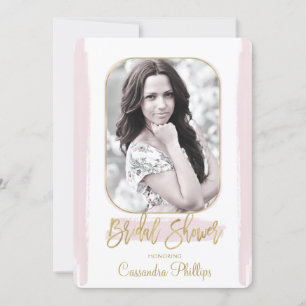 Invitación Tinte Rosa Oro Minimalista Moderno Baby Shower de