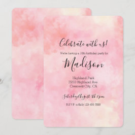 Invitación Tinte Tied Dye Rosa Niña