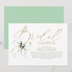 Invitación Tinte Verde Elegante Lluvia de Novia Romántica