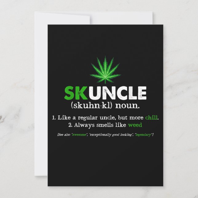 Invitación Tío Adicto a la Marihuana Funny Skuncle Amante del (Anverso)