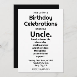 Invitación Tío Inspirador cómico Cita de cumpleaños tío