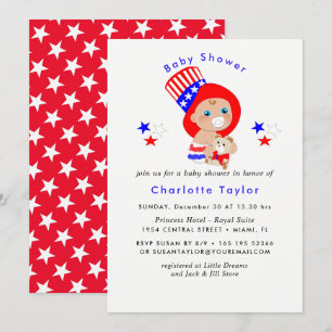Invitación Tío patriótico Sam American Baby Shower