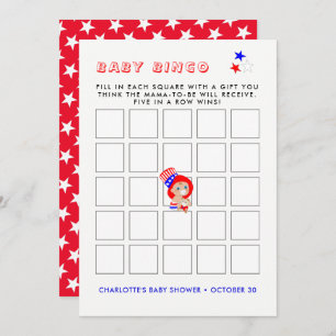 Invitación Tío patriótico Sam American Baby Shower Bingo