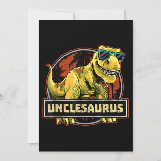 Invitación Tío Saurio T rex Tío Saurio Dinosaurio (Anverso)