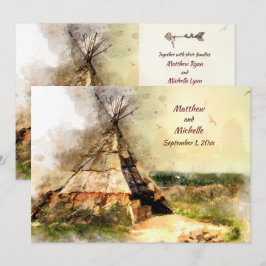 Invitación Tipi tribal y Boda de Heart Arrow Boho Teepee