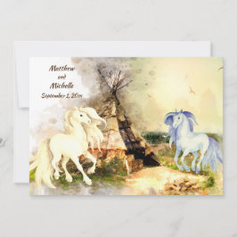 Invitación Tipi tribal y caballos en amor Boda de Boho Teepee