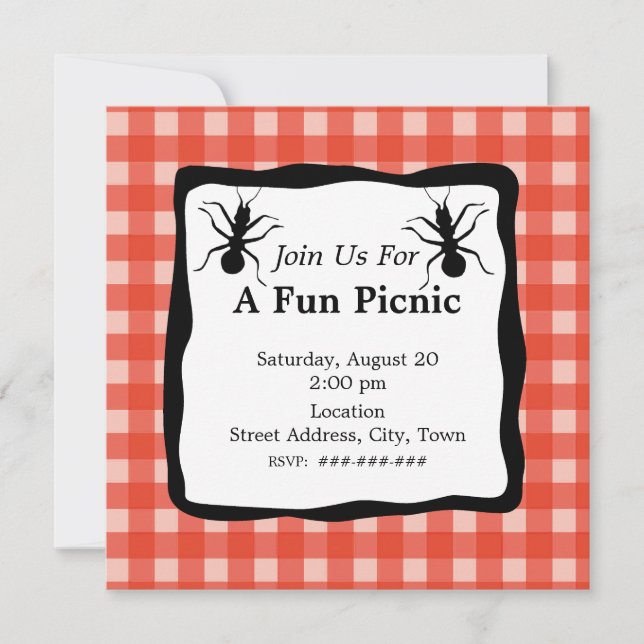 Invitación Típico Fiesta de picnic de hormiga crujiente (Anverso)