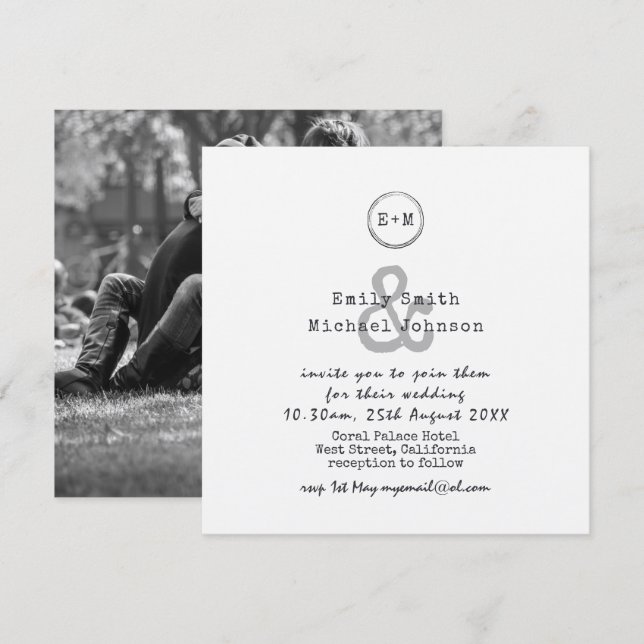 Invitación Típico vintage Kraft Wedding- AGREGAR FOTO (Anverso / Reverso)