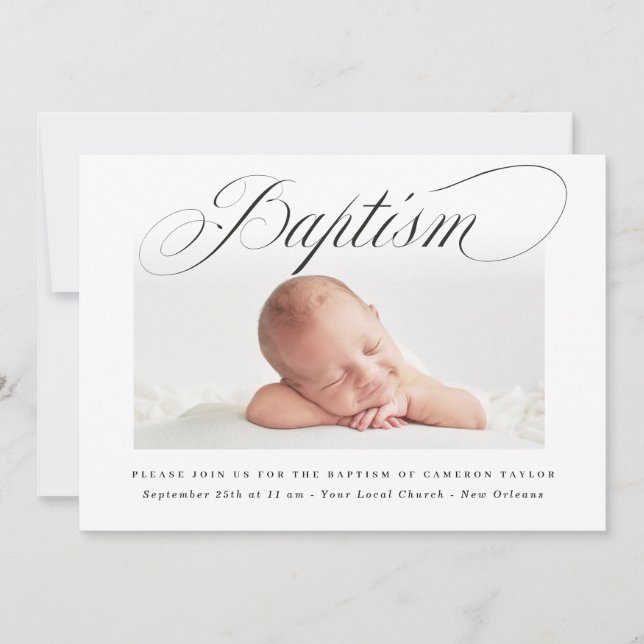 Invitación Tipo de escritura transversal sutil Christening Ba (Anverso)