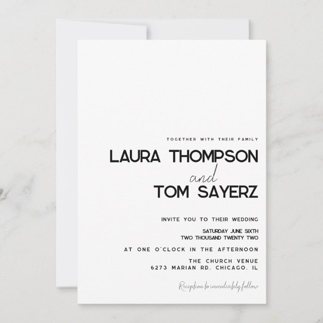 Invitación Tipo Moderno Simple Escritura a Mano Boda (Anverso)