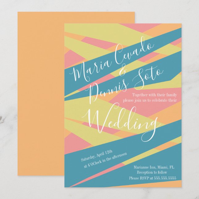 Invitación Tipografía abstracta negrita para bodas (Anverso / Reverso)