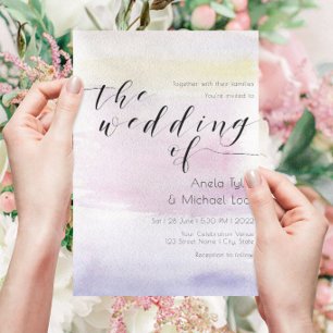 Invitación ©Tipografía acuarela pastel romántica Boda ll