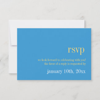 Invitación Tipografía amarilla azul cielo chic respuesta de b