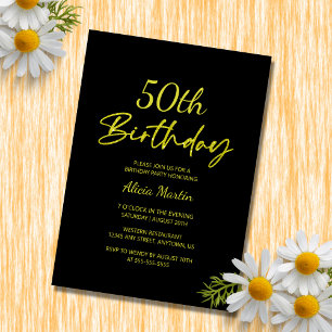 Invitación Tipografía amarilla moderna y mínima Cumpleaños ne