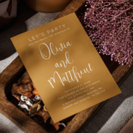 Invitación Tipografía amarilla mostaza boda guión + QR