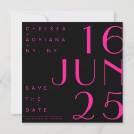 Invitación Tipografía Art Deco Rosa Negro Salva la fecha
