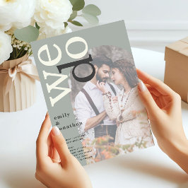 Invitación Tipografía artística Boda verde sobre el sabio