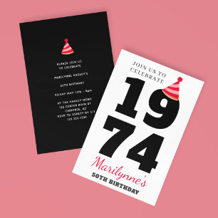 Invitación Tipografía audaz 50 cumpleaños