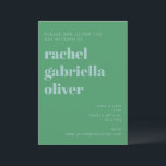 Invitación Tipografía audaz Azul y Verde Bat Moderno Mitzvah<br><div class="desc">Tipografía audaz Invitación a la Mitzvah de murciélago moderno azul y verde</div>