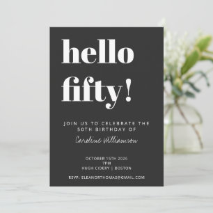 Invitación Tipografía audaz Black Modern 50th Birthday Party