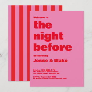 Invitación Tipografía audaz, bodas rosadas y rojas