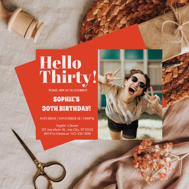 Invitación Tipografía audaz Fiesta fotográfico moderno 30 cum (Subido por el creador)