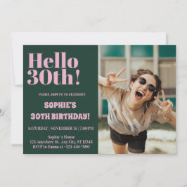 Invitación Tipografía audaz Fiesta fotográfico moderno 30 cum