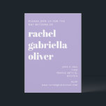 Invitación Tipografía audaz Lavanda moderna Bat Mitzvah<br><div class="desc">Tipografía audaz en Lavanda y Invitación a Mitzvah en Barro Blanco Moderno</div>