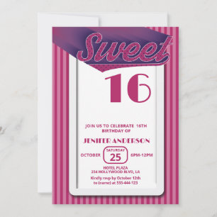 Invitación Tipografía audaz retro de Guay rosa dulce 16