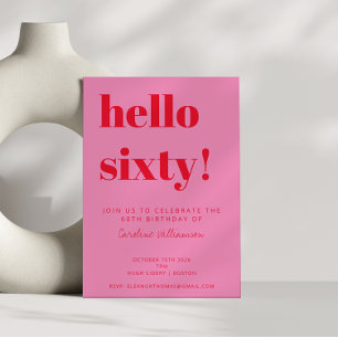 Invitación Tipografía audaz Rosa Rojo Moderno 60 cumpleaños