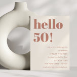 Invitación Tipografía audaz Terracota Moderno 50 cumpleaños<br><div class="desc">Audaz tipografía moderna 50ª invitación a fiesta de cumpleaños en Terracotta y Marfil</div>