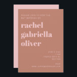 Invitación Tipografía audaz Terracota y Bat rosa Mitzvah<br><div class="desc">Invitación moderna y simple del murciélago mitzvah con tipografía audaz en terracota y rosa.</div>