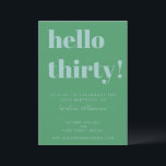 Invitación Tipografía audaz Verde Azul Moderno 30 cumpleaños<br><div class="desc">Audaz tipografía azul y verde moderno 30 cumpleaños invitación</div>