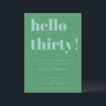 Invitación Tipografía audaz Verde Azul Moderno 30 cumpleaños<br><div class="desc">Audaz tipografía azul y verde moderno 30 cumpleaños invitación</div>